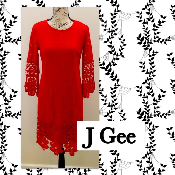 🔥J GEE RED LACE DRESS - Picture 1 of 7
